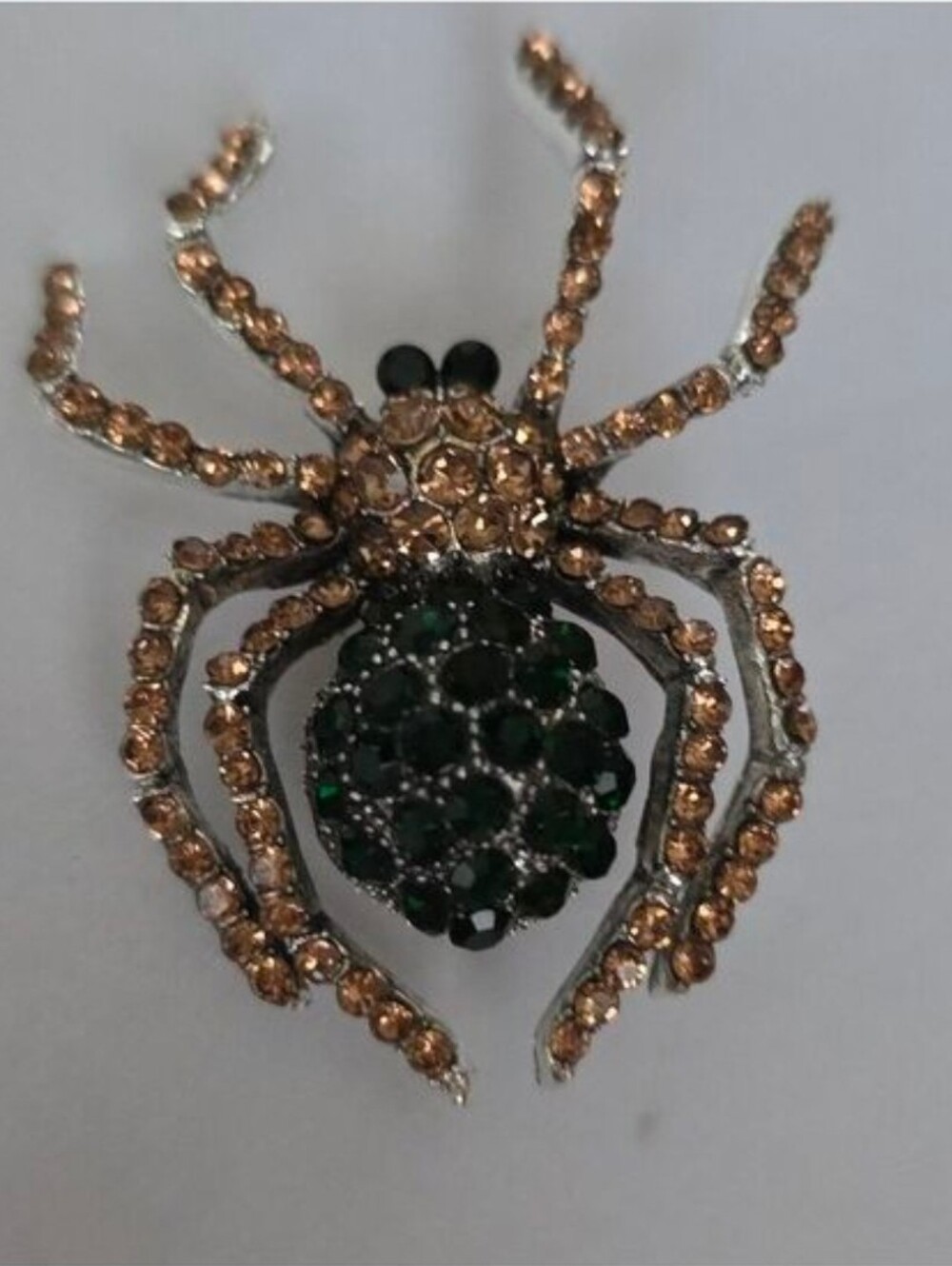 SPIDER Brooch  Simulated Emeralds